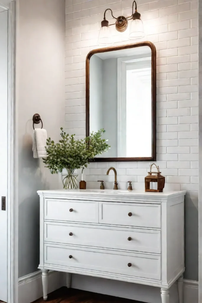 Bright and airy bathroom with vintage touches