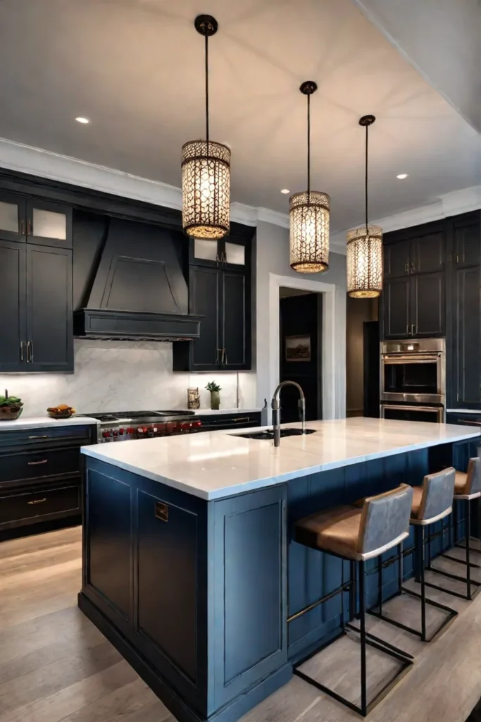 Multifunctional kitchen island in a stylish kitchen