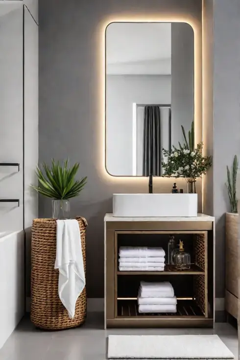 Bathroom with decorative storage 1