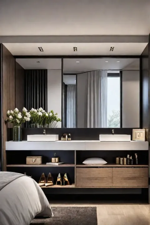 Bedroom with floating vanity