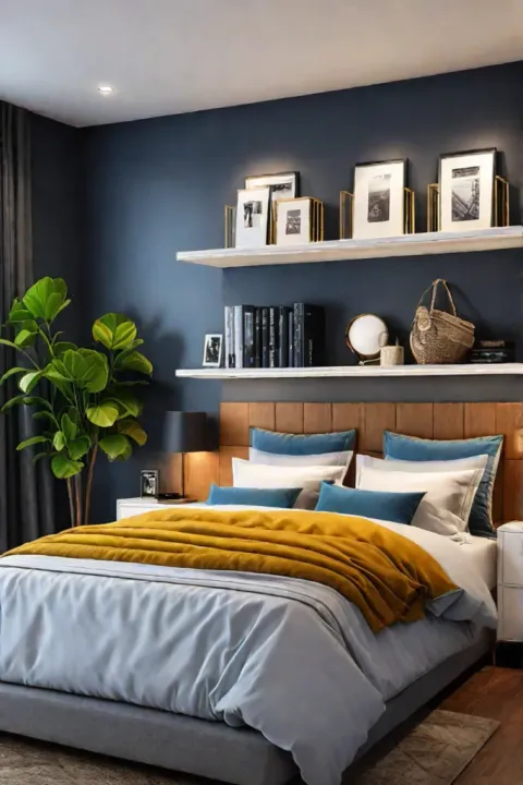 Bedroom with hanging storage unit