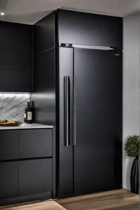 Contemporary kitchen with an innovative refrigerator