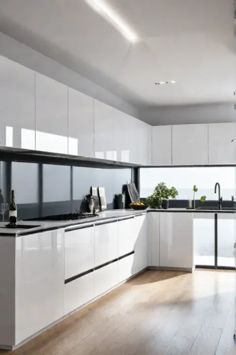 Kitchen with handleless lacquer cabinets