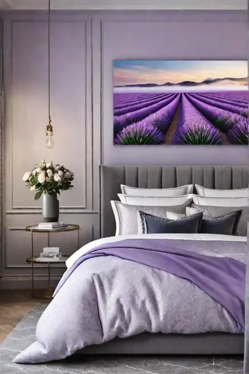 Lavender floral bedroom wallpaper