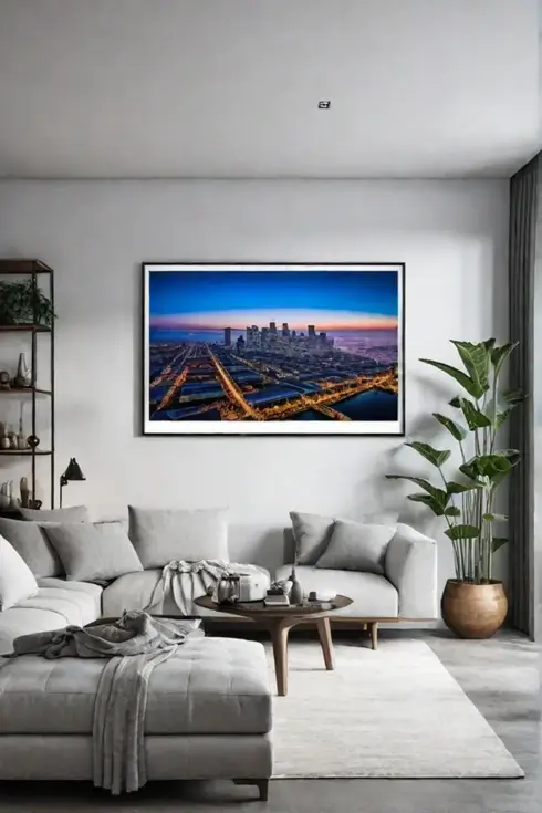 Living room with minimalist gallery wall