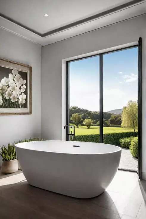 Luxurious master bathroom with freestanding soaking tub