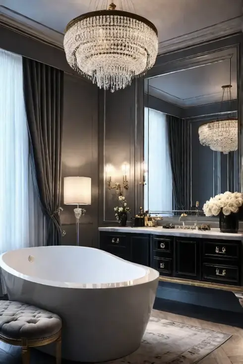Master bathroom with a glamorous and opulent style