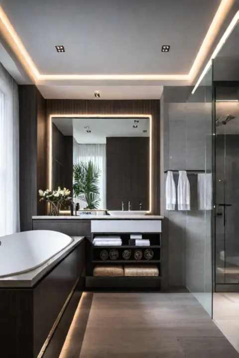 Master bathroom with layered lighting