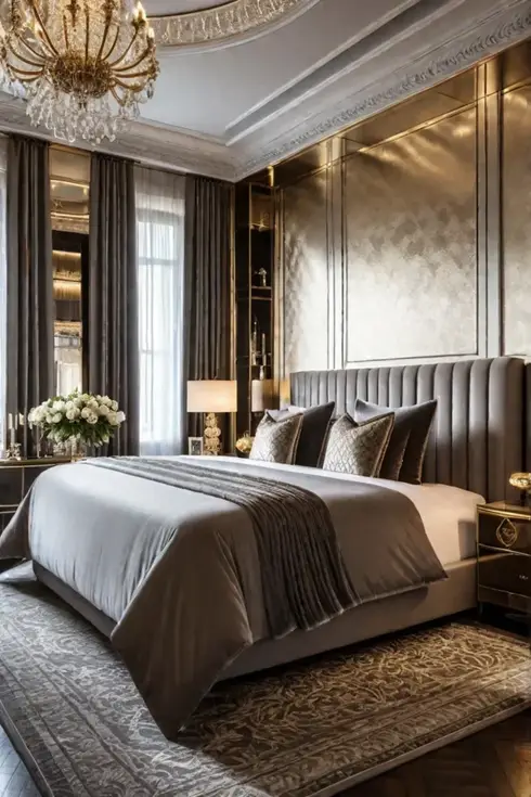 Metallic bedroom wallpaper