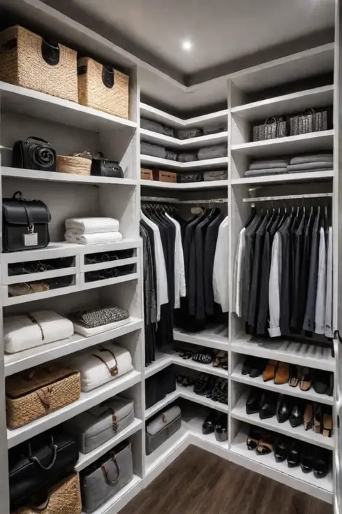 Organized closet with customizable organizers