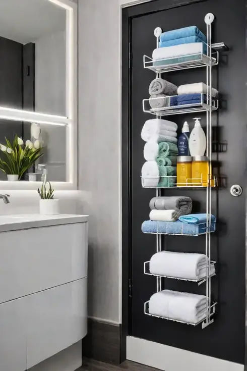 Overthedoor bathroom storage rack