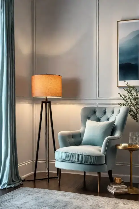 Reading nook with repurposed armchair and recycled glass table