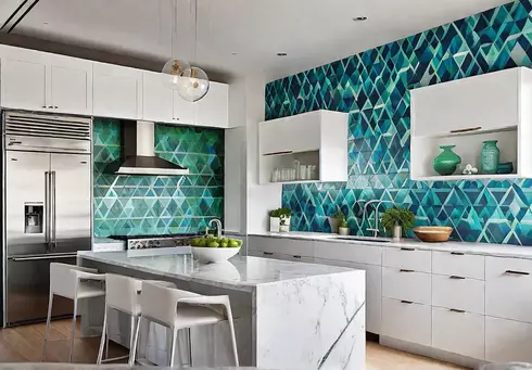 A modern kitchen bathed in natural light featuring white cabinets stainless steelfeat