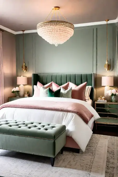 Bedroom with warm and cool color balance