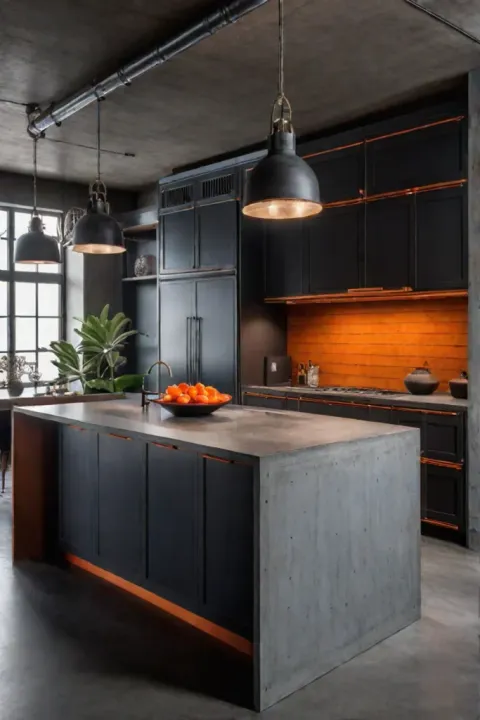 Orange kitchen island industrial kitchen design bold color choice