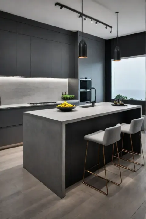 Seamless kitchen design concrete countertops industrial chic