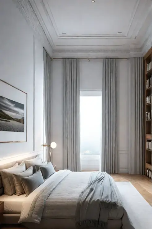 Small bedroom with vertical storage solutions
