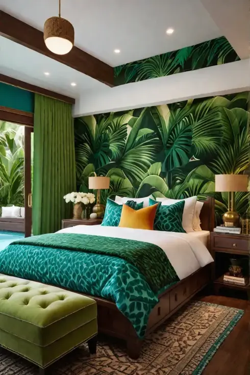 Tropical bedroom with a canopy bed
