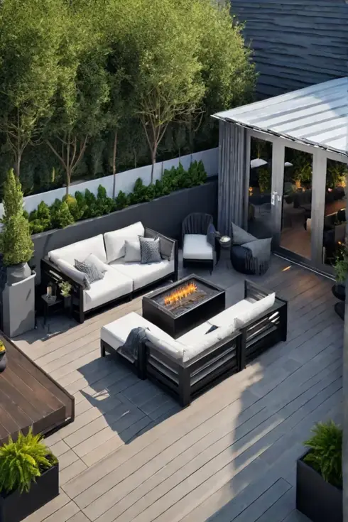 Aerial view of functional and stylish outdoor space