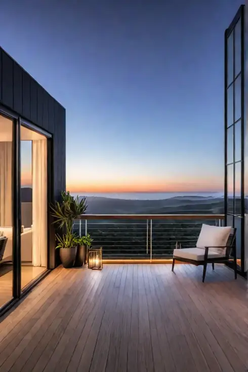 Light and airy small deck with modern furniture
