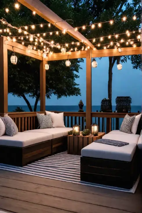 Magical and inviting small deck at night