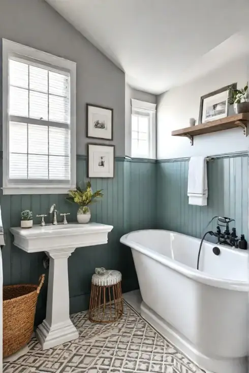 Maximizing space and style in a tiny farmhouse bathroom