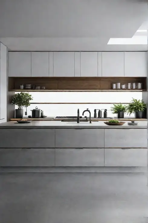 Modern minimalist kitchen with ecofriendly materials