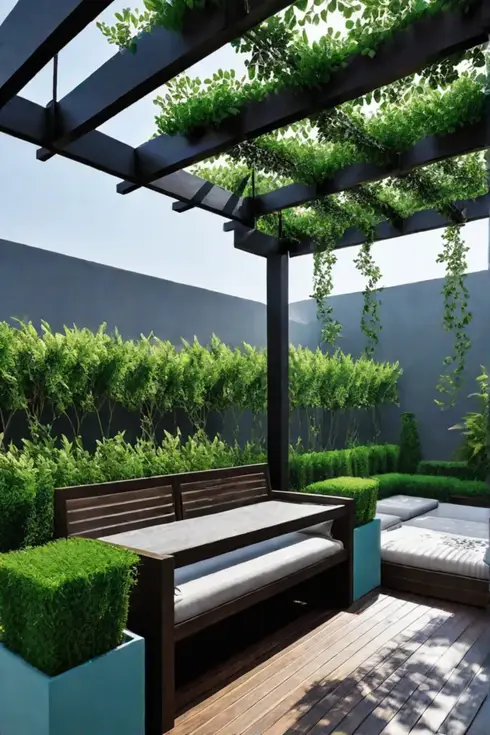 Private deck sanctuary surrounded by greenery and privacy screens