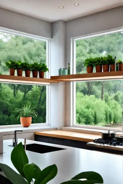 Rustic kitchen with reclaimed wood and greenery