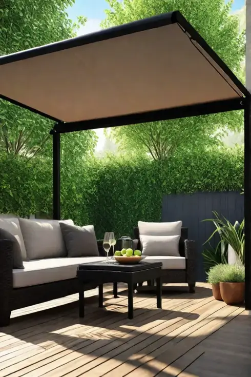 Small deck with retractable awning