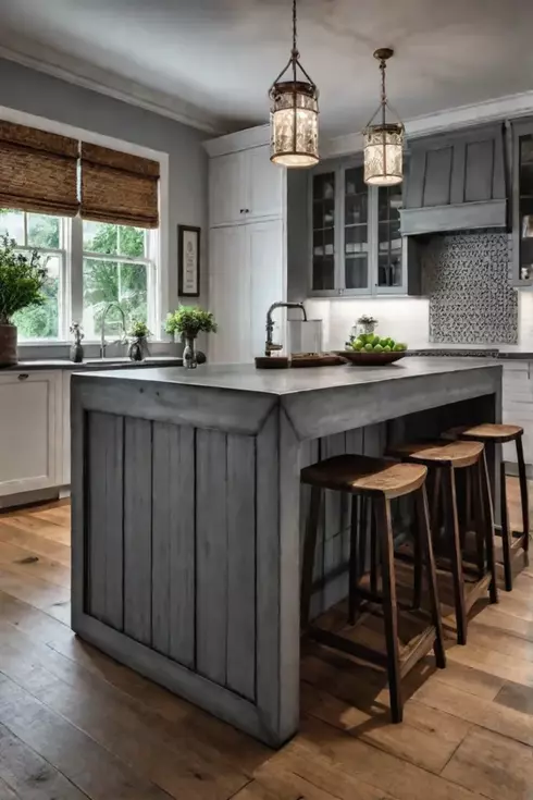 Cool gray tones wood elements clean lines