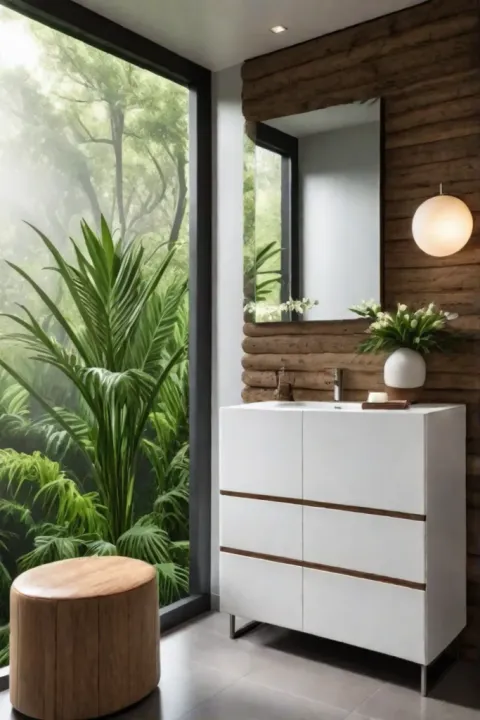 Cork wallpaper bohemian bathroom natural elements