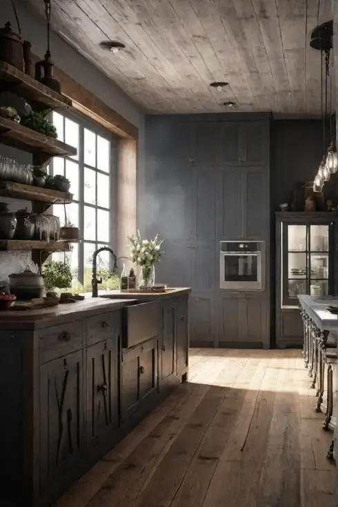 Eclectic rustic kitchen with mixed materials