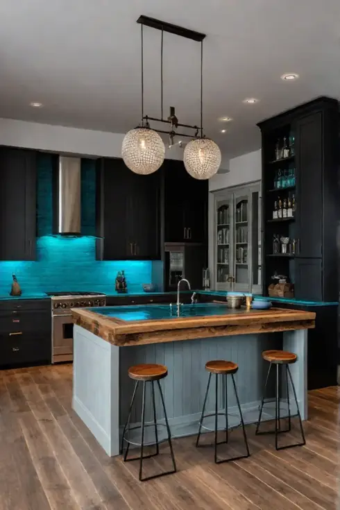 Ecoconscious kitchen with a rustic reclaimed wood island