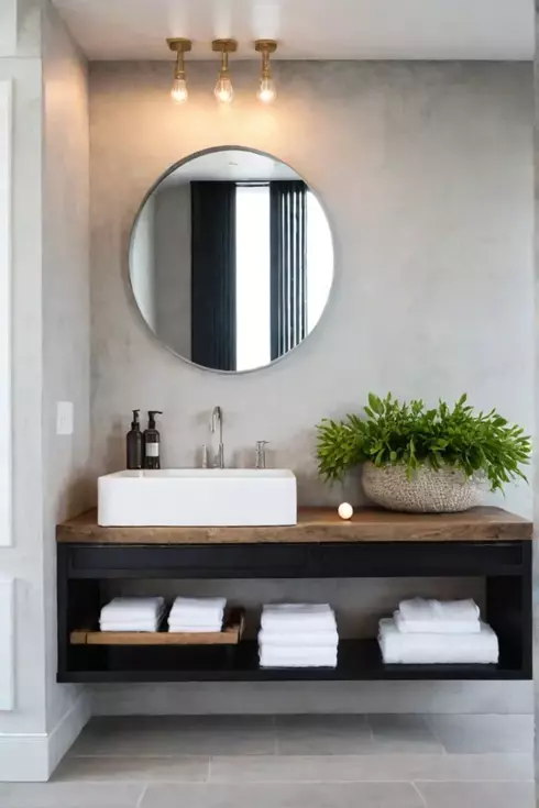 Farmhouse bathroom emphasis on natural elements