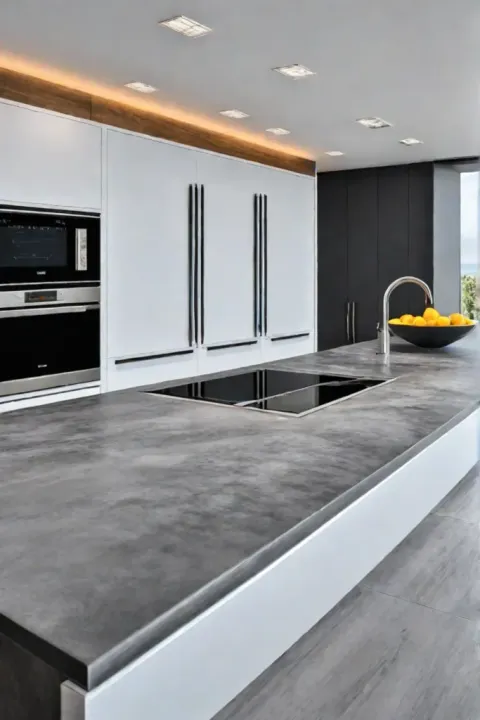 Grouted tile countertop rustic kitchen island seamless design