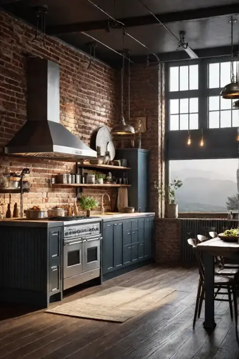 Metal accents in a rustic kitchen design
