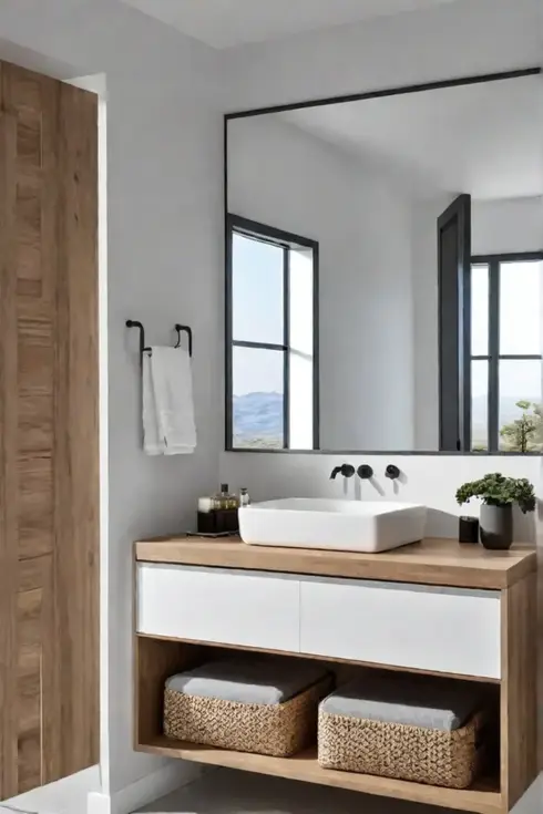 Minimalist farmhouse bathroom clean lines