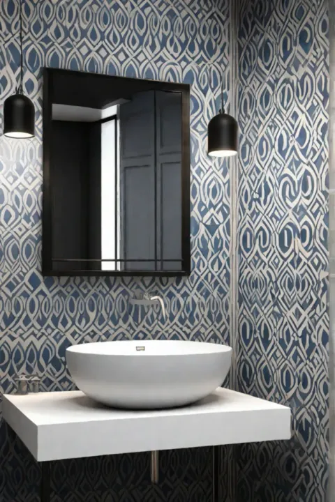 Patterned accent wall balanced bohemian design