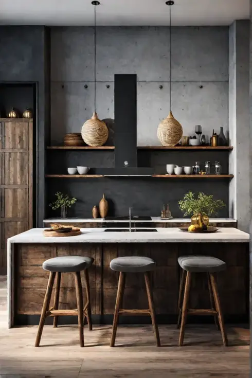 Reclaimed barn wood rustic kitchen island characterful design