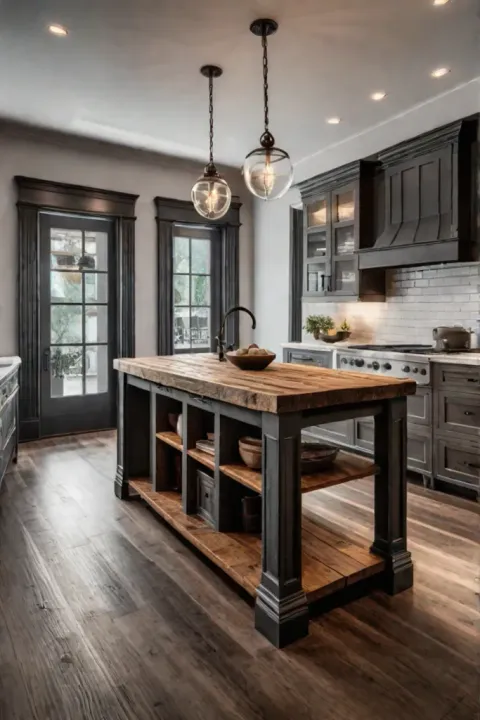 Reclaimed wood countertop rustic kitchen island wood grain