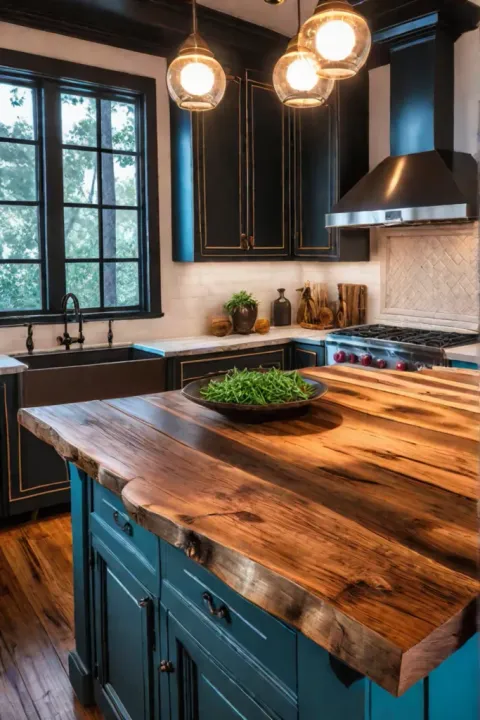 Salvaged timber closeup rustic kitchen