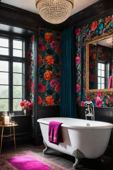 Vibrant bathroom jewel tones bohemian style